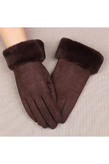 LZQPEARL Femme Plus épais en Cuir suède écran Tactile Gloves Hiver Peluche Poignet Sport Cyclisme Mitaines Chaudes Color : D