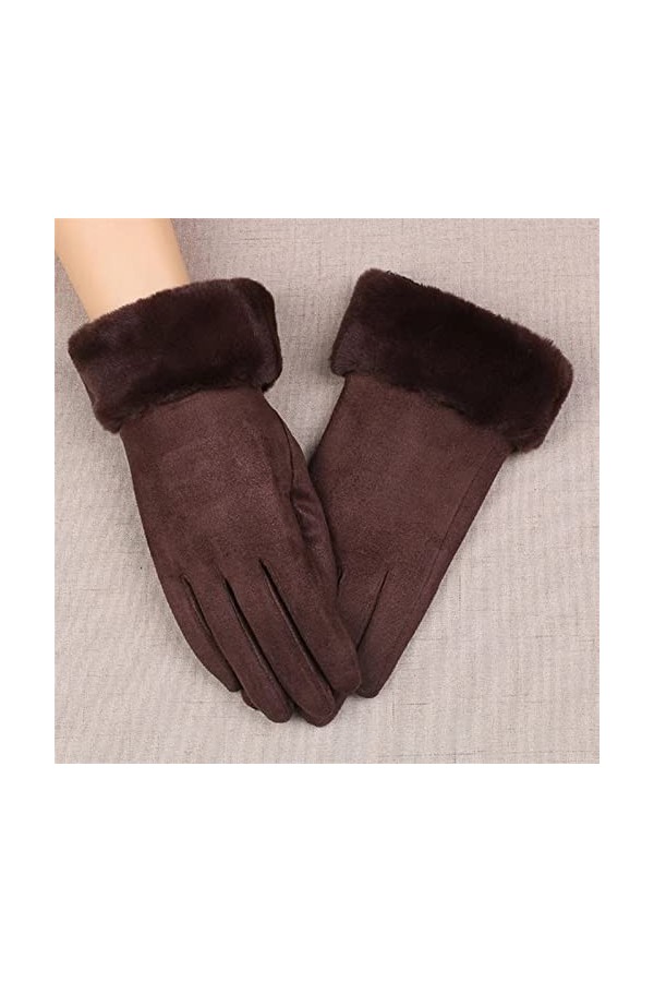LZQPEARL Femme Plus épais en Cuir suède écran Tactile Gloves Hiver Peluche Poignet Sport Cyclisme Mitaines Chaudes Color : D
