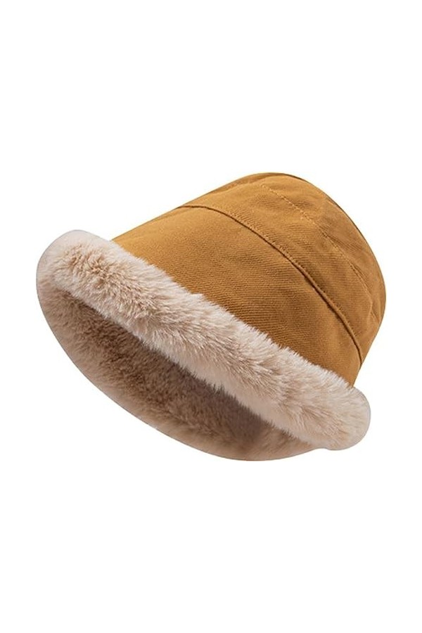 Rayson Chapeau Femme Hiver Chic et Chaud Couvrant Les Oreilles Retrousser Bord Doublé Polaire Bonnet Chapeau Femme Grand Déco