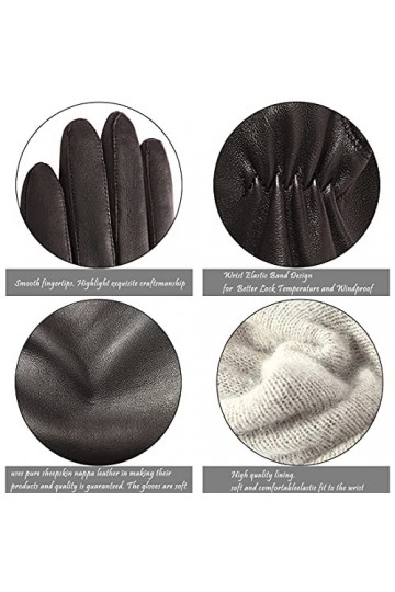 Harssidanzar Femmes Gants En Cuir Italien Agneau Doublés De Cachemire, Marron, L