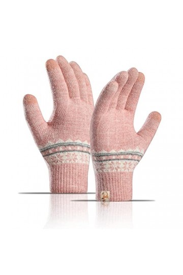 Gants dhiver chauds pour écran tactile - Moufles extensibles en acrylique - Pour femme - Taille unique A - Rose