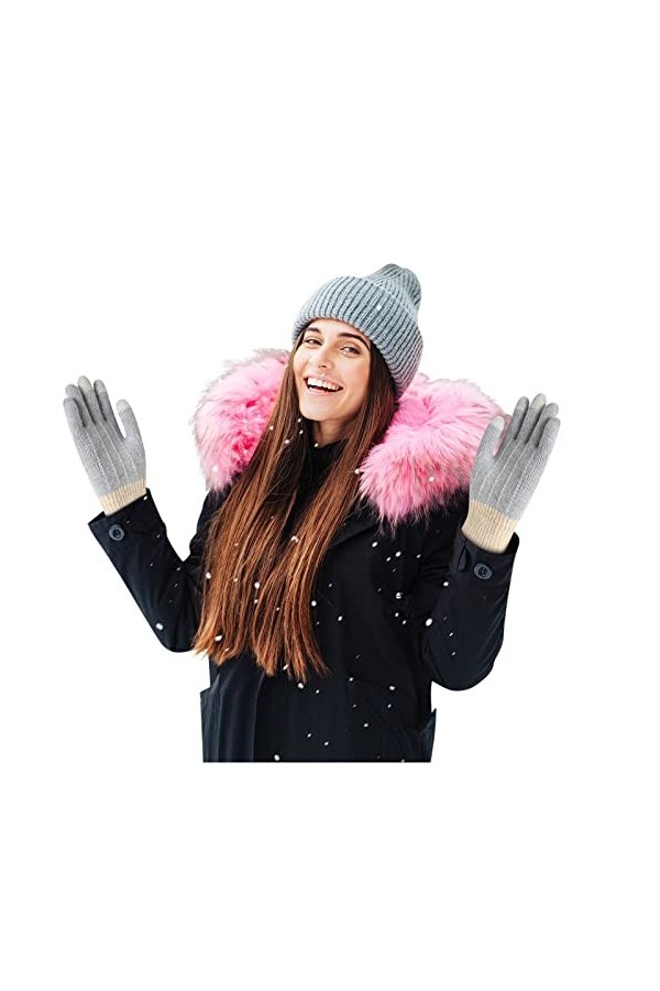 SHUBIAO Gants dextérieur doigts automne gants épais toucher écran tricoté chaud gants moufles pour femmes temps froid coule
