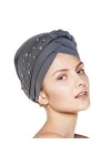 WUERKIYA Turbans pour Femmes Chapeaux de Chimio en Coton Casquettes Souples Cheveux Wraps Turban plissé Bonnet Bonnets de Cou