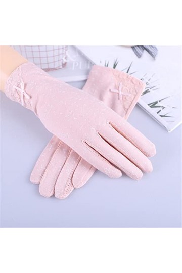 Moufles dété en coton pour femme - Protection solaire - Pour conduite, cyclisme - Avec nœud - Pour écran de doigt - Gants fi