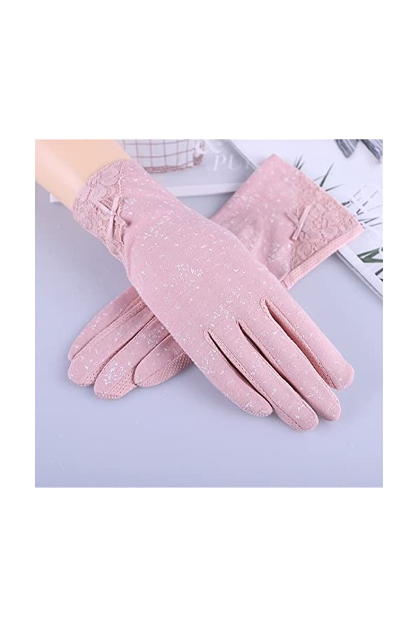 Moufles dété en coton pour femme - Protection solaire - Pour conduite, cyclisme - Avec nœud - Pour écran de doigt - Gants fi