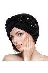 WUERKIYA Turbans pour Femmes Chapeaux de Chimio en Coton Casquettes Souples Cheveux Wraps Turban plissé Bonnet Bonnets de Cou