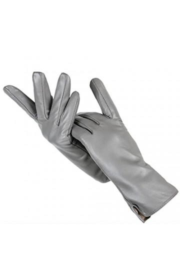 Gants en cuir simple pour femme, gants en cuir authentique, gants en peau de mouton, moufles chaudes haut de gamme pour femme