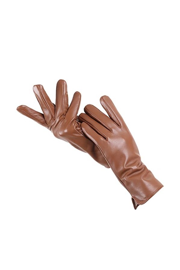 Gants en cuir simple pour femmes, gants en cuir authentique, gants en peau de mouton, moufles chaudes haut de gamme pour femm