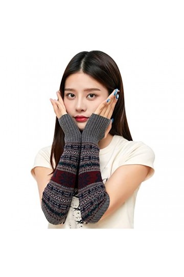 Doigt Chaud tricoté Noël Demi Flocon de Neige Fauve Gants Chauds Gants Mitaines for Femmes Temps Froid chauffé Confortable et