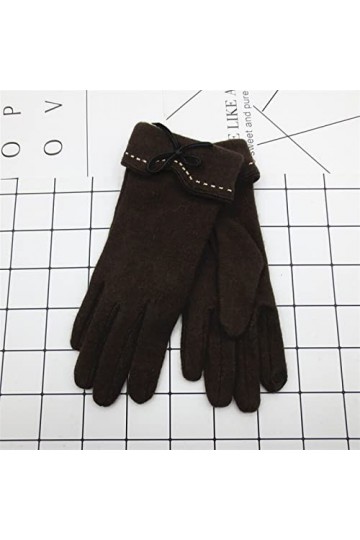 LZQPEARL Mouettes à écran Tactile dhiver Femmes Laine Tricoter Mitaines Gants de Broderie en pointillé Color : C, Gloves Si