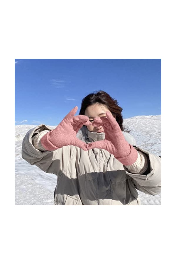 Jjshueryg Hiver Femmes Mignon Cyclisme Coupe-Vent Moutons Cisaillement Gants en Coton Automne Et Hiver Plus Velours Chaud Gan