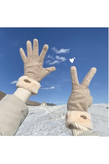 Jjshueryg Gants dhiver en Coton, Gants déquitation Mignons pour Femmes, Chauds et résistants au Froid et en Cachemire, Gant