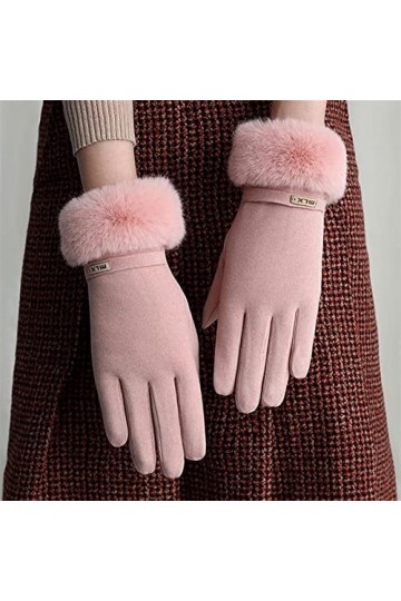 LZQPEARL Hiver Chaud Cachemire Velours Velours Sport Mitaines Femelles Double épaisseur Peluche Bouton écran Tactile Gant de 