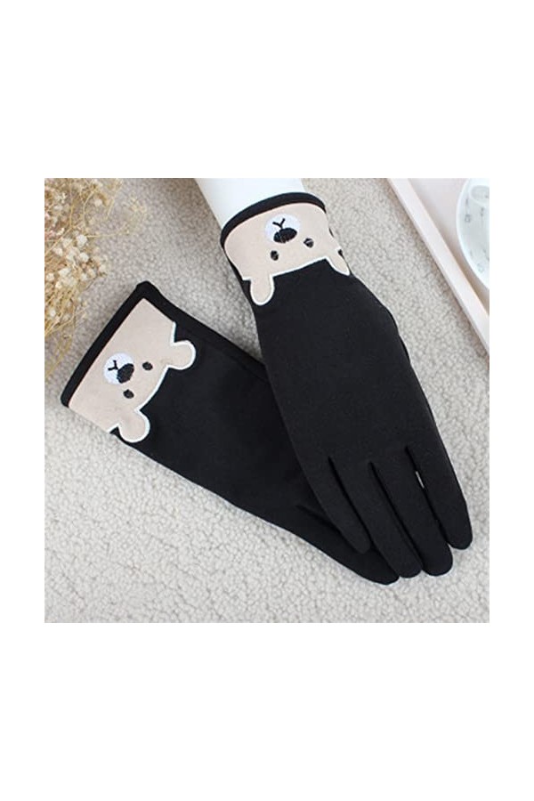 LZQPEARL Panda Broderie Single Couche Cyclisme Vélo Chaud Mitat dhiver Femme Cachemire Élastique Écran Tactile élastique Gan