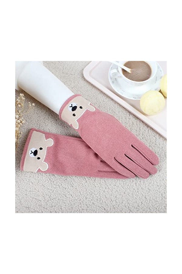 LZQPEARL Panda Broderie Single Couche Cyclisme Vélo Chaud Mitat dhiver Femme Cachemire Élastique Écran Tactile élastique Gan