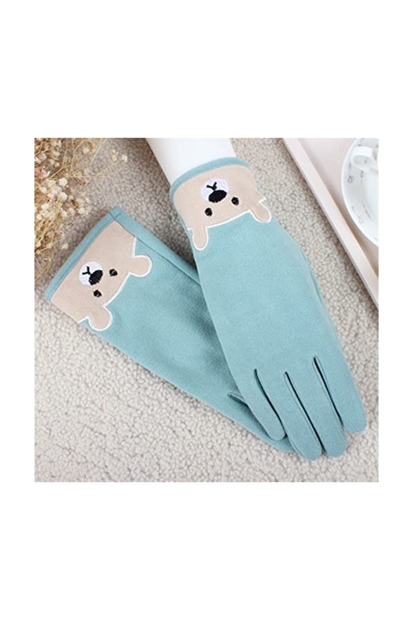 LZQPEARL Panda Broderie Single Couche Cyclisme Vélo Chaud Mitat dhiver Femme Cachemire Élastique Écran Tactile élastique Gan