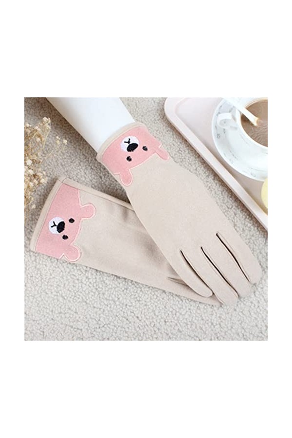 LZQPEARL Panda Broderie Single Couche Cyclisme Vélo Chaud Mitat dhiver Femme Cachemire Élastique Écran Tactile élastique Gan