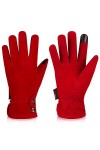 Klobvtt Gants décran tactile pour femmes, écran tactile, hiver, gants de protection chauds, mitaines en cuir de daim, avec d