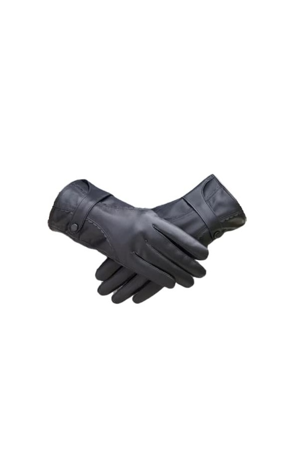 Gant Femme Gants En Cuir Femme Automne Et Hiver Plus Gants En Cuir Chaud Velours Noir Xl