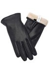 vislivin Gants Cuir Femme Mode Hiver Gants Tactile Plein Doigt Peau de Mouton Gants Femme Cadeau Black L