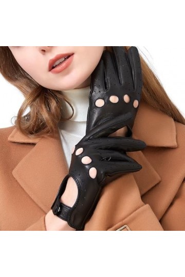 ZLUXURQ Gants de conduite en cuir de haute qualité pour femmes, légers et doux, sans doublure intérieure,Large 17.78-19.05cm 