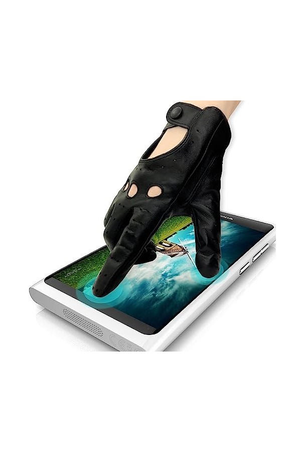 ZLUXURQ Gants de conduite en cuir de haute qualité pour femmes, légers et doux, sans doublure intérieure,Large 17.78-19.05cm 