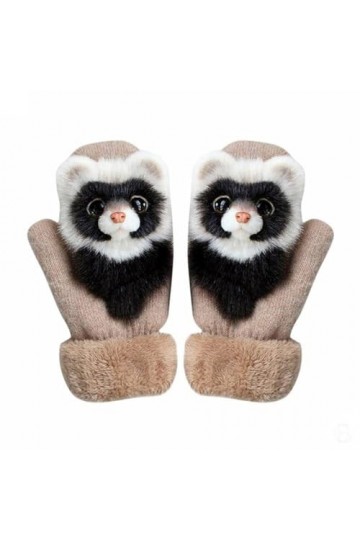NATJUN Mitaines DAnimaux Mignons, 3D Moelleux Dessin Animé Animal Mitaines Thermiques, Mitaines En Fausse Fourrure Mitaines,