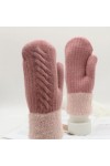 QAZW Gants dhiver Automne pour Femmes Moufles Laine Doux Gants Epais Chaud Mitaines Plein-Doigts en Tricotés Gloves Thermiqu