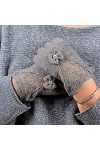 Gants dhiver épais en laine avec nœud papillon et moufles douces pour femme