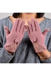Gants dhiver épais en laine avec nœud papillon et moufles douces pour femme
