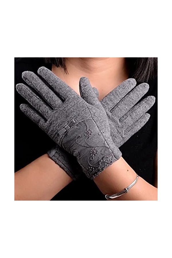 Gants dhiver épais en laine avec nœud papillon et moufles douces pour femme