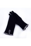 Gants de cyclisme pour femme Automne Hiver Chaud Bouton Ouvert Doux Intérieur Conduite Moufle Femme Broderie Fleurs Ecran