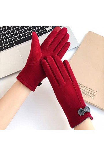 Gants chauds en dentelle pour femme Automne Hiver Gants chauds pour sports de plein air Cyclisme Résistant au froid Moufles d