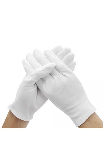 CAILIN Gants 12 Paires de Gants Blancs en Coton, utilisé for cosmétiques Hydratante, Main Spa, Pièce de Monnaie, Bijoux en Ar