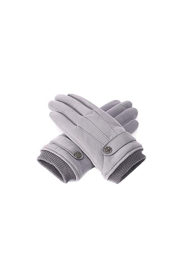 Axdwfd Hiver Doux et Chaud Doublure Laine moufles 100% Gants en Cuir Casual Conduite extérieure for Le Temps Froid Color : C