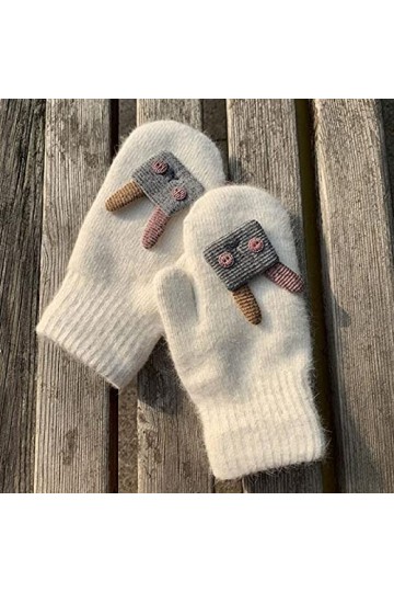 Winter Glovesfashion Moufles chaudes en fourrure de lapin et velours épais pour étudiant