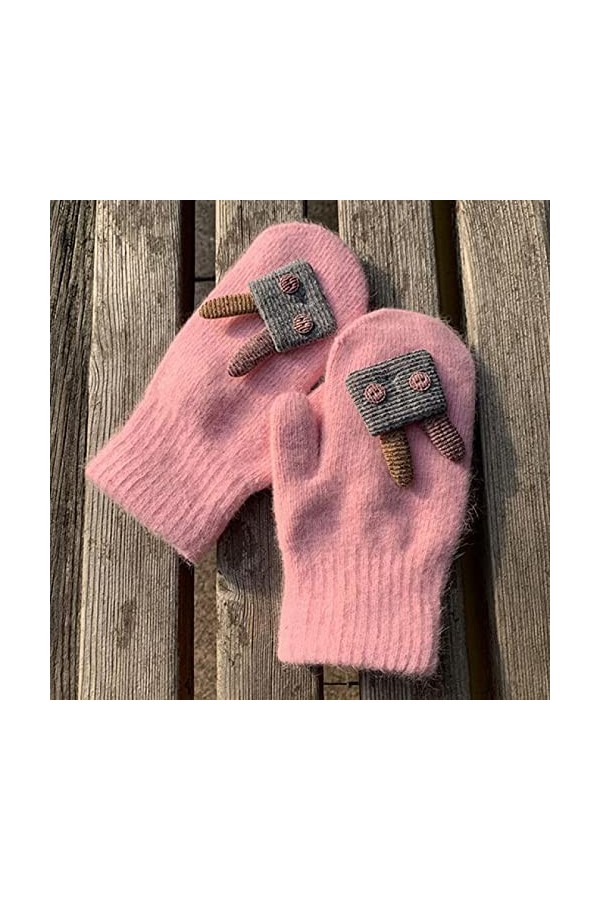 Winter Glovesfashion Moufles chaudes en fourrure de lapin et velours épais pour étudiant