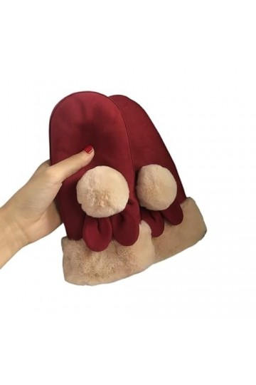 BLAIS Gants dhiver pour femme, velours épaissi dos nu, gants en daim et coton, a, taille unique