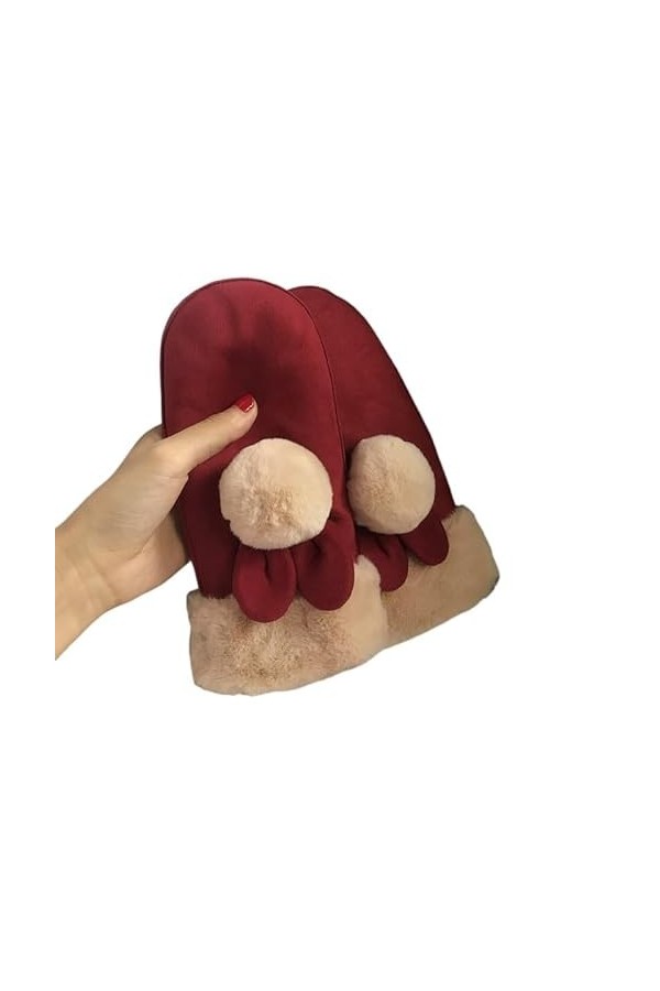 BLAIS Gants dhiver pour femme, velours épaissi dos nu, gants en daim et coton, a, taille unique