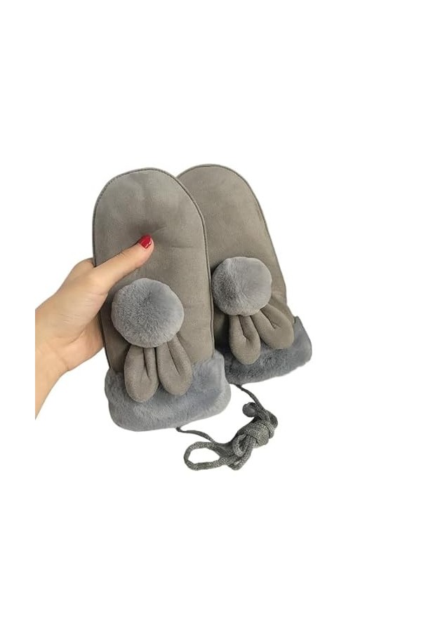 BLAIS Gants dhiver pour femme, velours épaissi dos nu, gants en daim et coton, a, taille unique