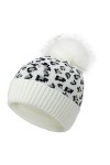 Winmany Bonnet tricoté dhiver pour Femmes Casquettes Bonnets et Chapeaux Bonnet en Crochet léopard Bonnet de Ski avec Pompon