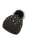 Winmany Bonnet tricoté dhiver pour Femmes Casquettes Bonnets et Chapeaux Bonnet en Crochet léopard Bonnet de Ski avec Pompon