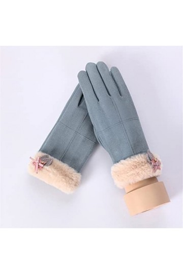 Moufles dhiver épaisses et chaudes en daim pour femme Motif chat ours