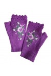 EMIGOS Gants de broderie faits à la main, gants brodés à la main, gants sans doigts de fleurs brodées tricotées chaudes pour 