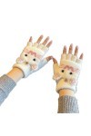 BLAIS Gants demi-doigts à rabat pour femme, gants épais chauds et résistants au froid pour écran tactile, a, taille unique