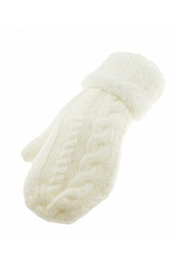 Glamour Girlz Moufles dhiver chaudes doublées en polaire pour femme, crème, taille unique