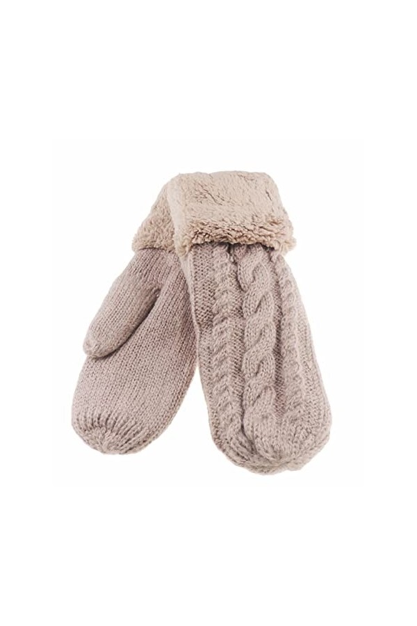 Glamour Girlz Moufles dhiver chaudes doublées en polaire pour femme, crème, taille unique