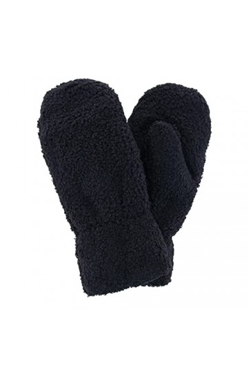 CTM® Moufles en peluche avec poignet froncé pour femme, noir, Taille unique