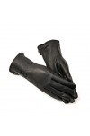 Gants tendance simples et chauds en cuir pour femmes, moufles dhiver en cuir véritable, gants noirs pour femmes en daim noir