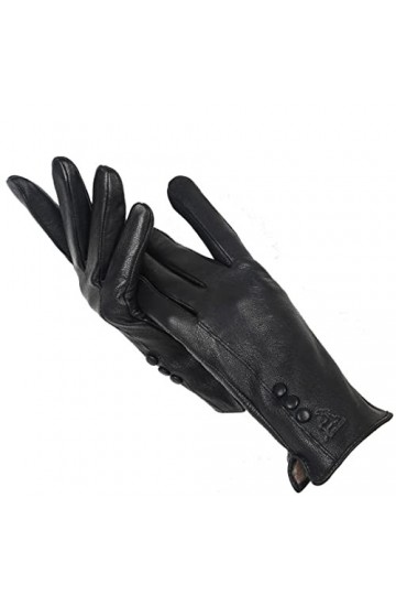 Gants tendance simples et chauds en cuir pour femmes, moufles dhiver en cuir véritable, gants noirs en daim pour femmes, noi